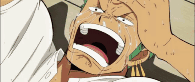 a cartoon character is crying with his mouth open