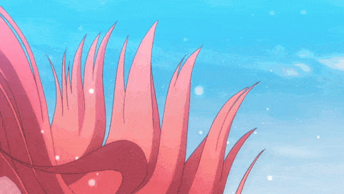 a close up of a red haired anime character