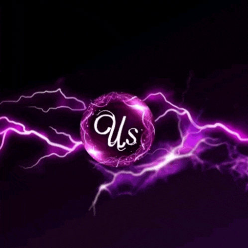 a purple lightning bolt with the letter us in the middle