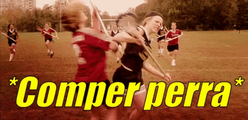 a group of girls are playing lacrosse on a field and the words cooper perra are on the bottom