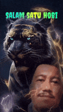 a picture of a man and a tiger with the words salam satu hobi