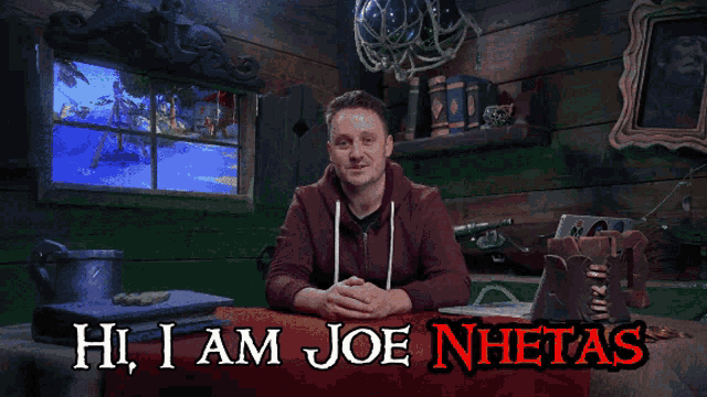 a sign that says hi i am joe nhetas on it