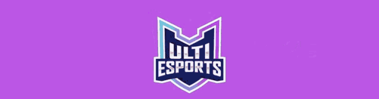 a logo for ulti esports is displayed on a purple background