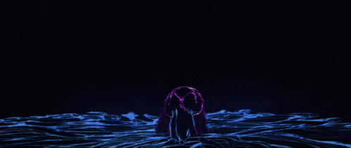 a dark background with purple and blue lines