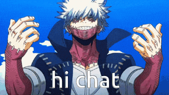 a cartoon character with braces on his teeth says hi chat