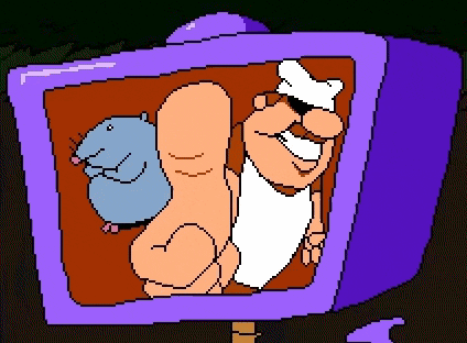 a pixel art drawing of a squirrel and a rat .