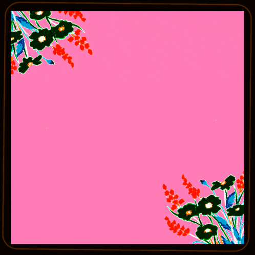 a blue and pink sign with arabic writing and flowers