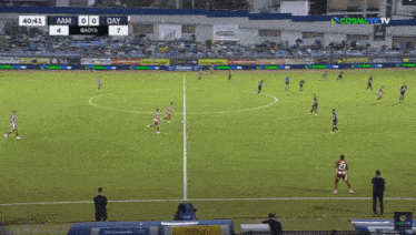 a soccer game is being played on cosmote tv and the score is 4 to 7