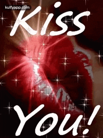 a close up of a woman 's lips with red lipstick and the words `` kiss you '' .