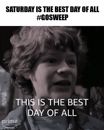 a picture of a young boy with the caption saturday is the best day of all #gosweep