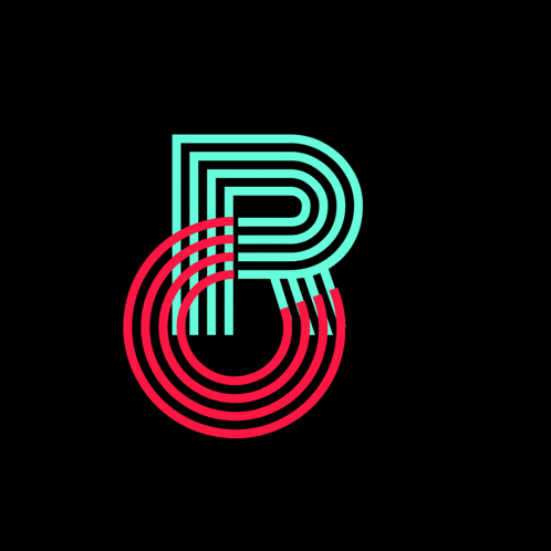 the letter b is surrounded by red and blue lines