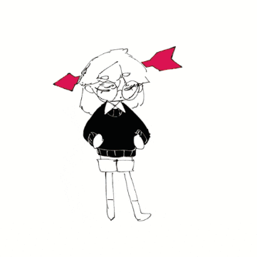 a black and white drawing of a person with glasses