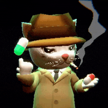 a cat wearing a hat is smoking a cigarette