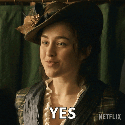 a woman wearing a hat says yes in a netflix advertisement