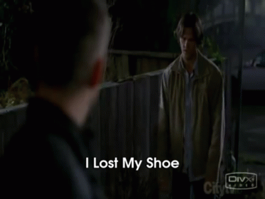 Sam Says "I Lost My Shoe" GIF - Supernatural Sam Winchester GIFs