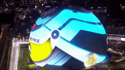 an aerial view of a building that says grand prix