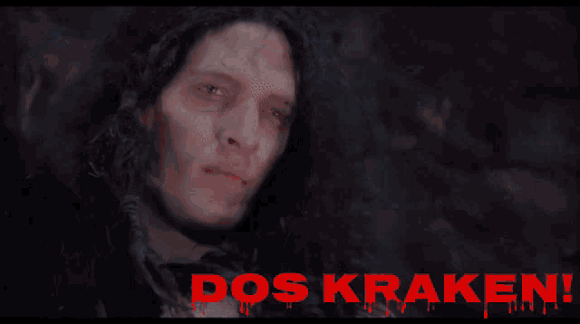 a poster with a man and the words dos kraken on the bottom