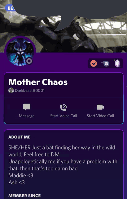 a screenshot of mother chaos 's profile on a phone
