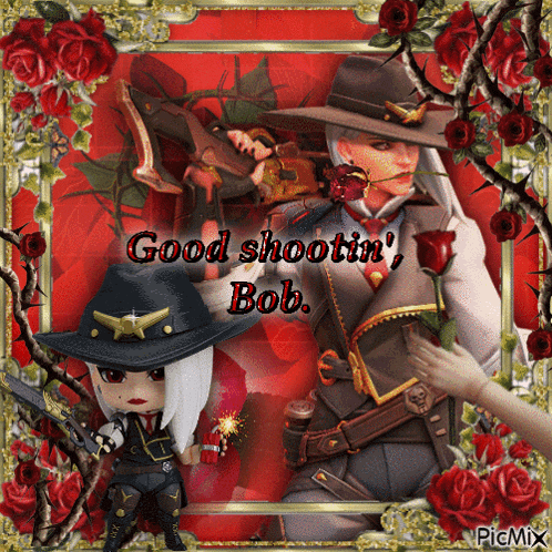 a picture of a cowboy with the words good shootin bob
