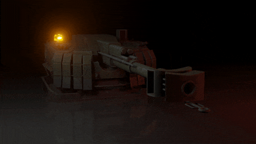 a dark room with a light on the top of a machine