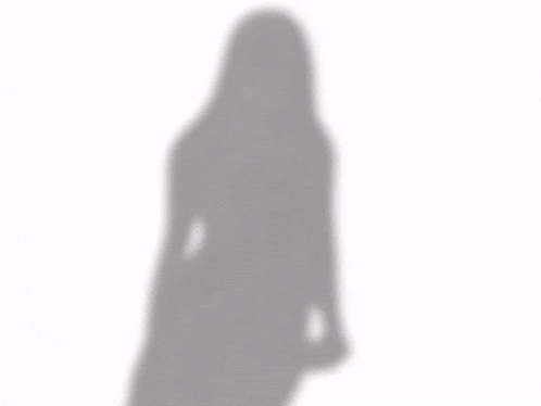 a woman 's shadow is cast on a white surface with a light shining through it .