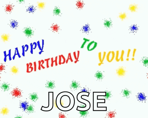a happy birthday jose card with balloons and green spray paint