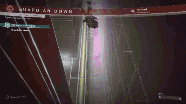 a video game called guardian down shows a person flying through the air