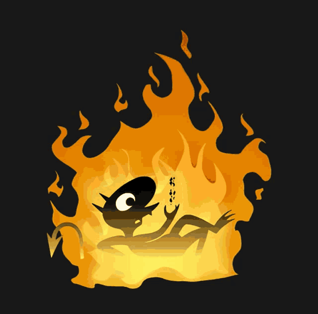 a cartoon of a devil in a fire