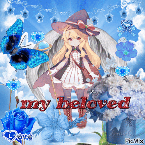 a picture of a witch with the words " my beloved "