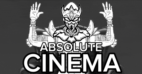 a drawing of a monster with the words absolute cinema above it