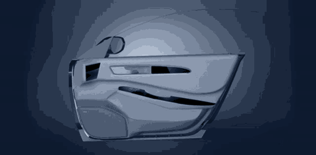 a drawing of the inside of a car door with a blue background