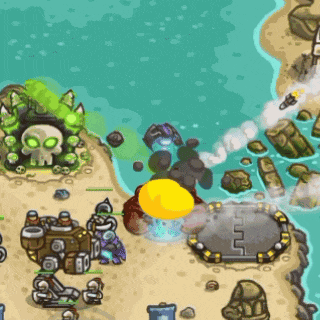 a cartoon drawing of a beach with a skull on it