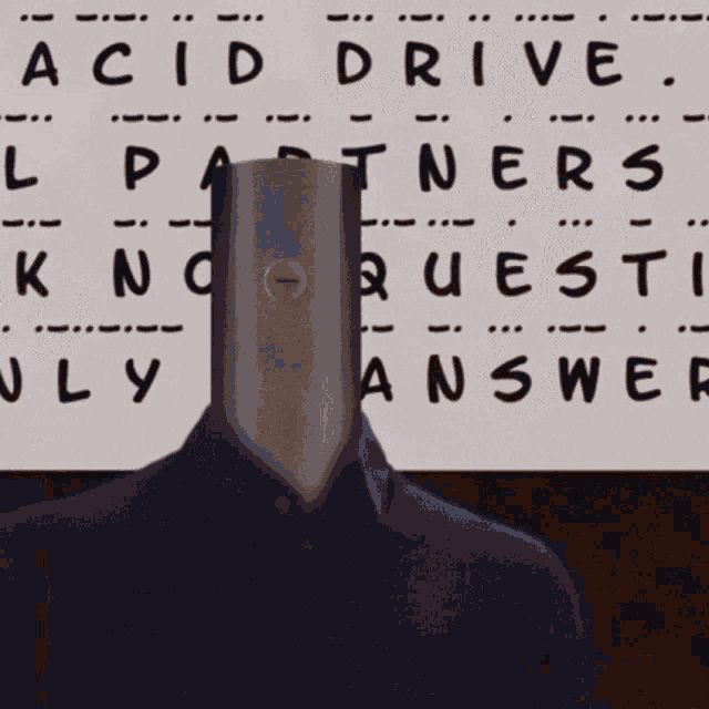 a poster for acid drive shows a person without a face