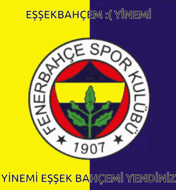 a logo for fenerbahce spor kulübu 1907 on a yellow and blue background