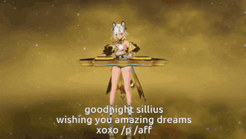 a video game character says goodnight silius wishing you amazing dreams xoxo / p / aff