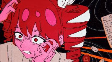 a cartoon drawing of a girl with red hair and the number 19 in the corner
