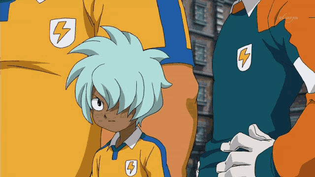 a cartoon character with a lightning bolt on his chest
