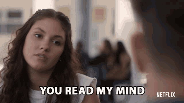a woman says you read my mind in front of a netflix logo