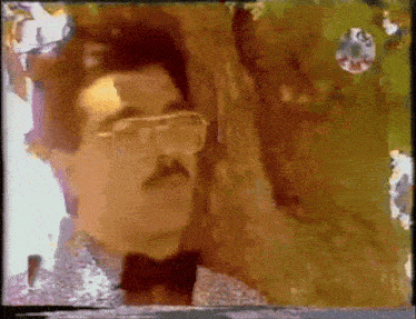 a man with glasses and a mustache is in a blurry photo