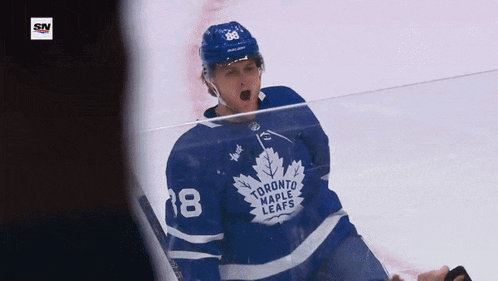a hockey player for the toronto maple leafs is on the ice
