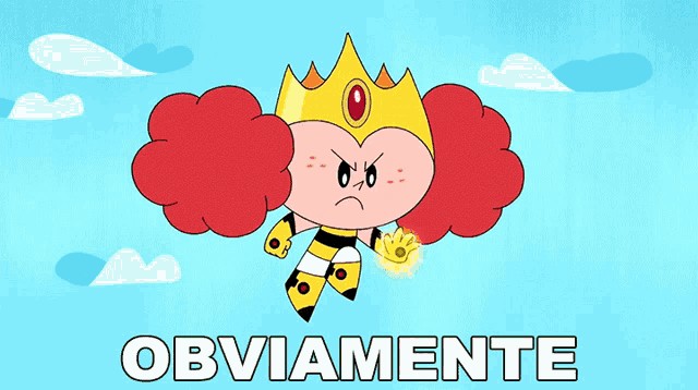 a cartoon character with a crown and the word obviamente