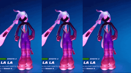three different images of a character with the word la la on it