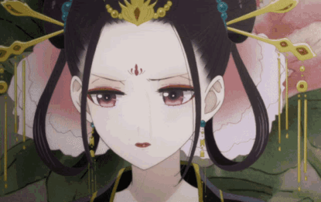 a drawing of a woman with a crown on her forehead