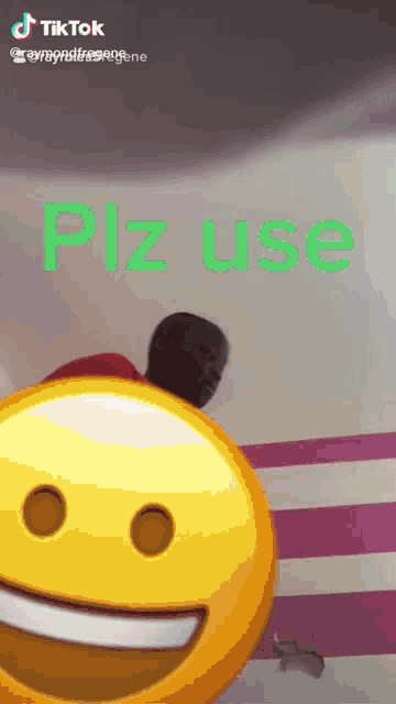 a tiktok video with a smiley face and the words ' plz use ' on the bottom