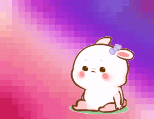 a cartoon of a bunny with a bow on its ear