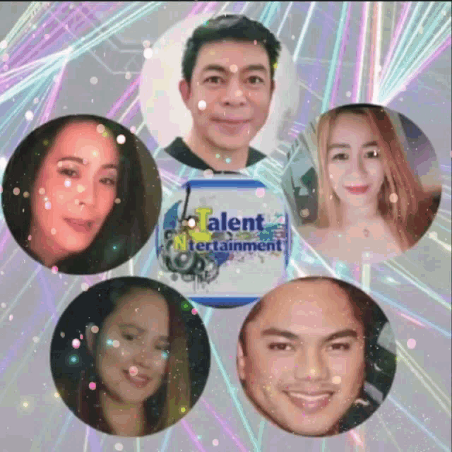 a group of people in circles with a talent entertainment logo in the center
