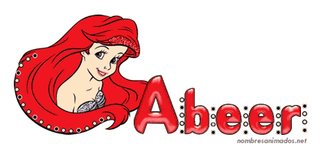 a picture of ariel from the little mermaid with the name abeer