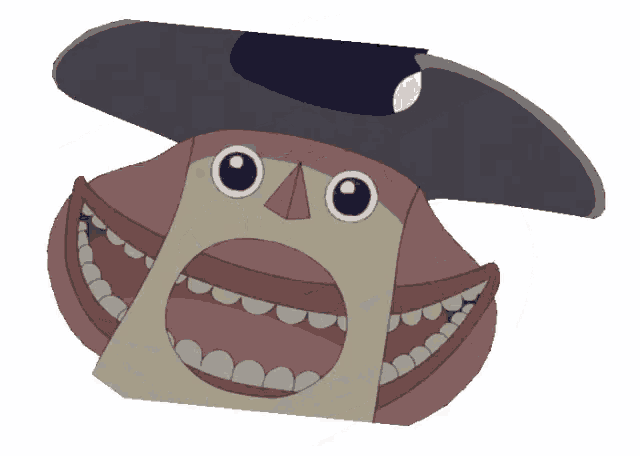 a cartoon drawing of a man with a hat on his head