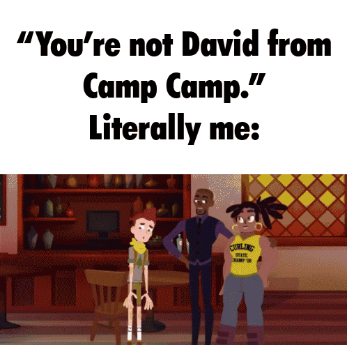 a cartoon says " you 're not david from camp camp "