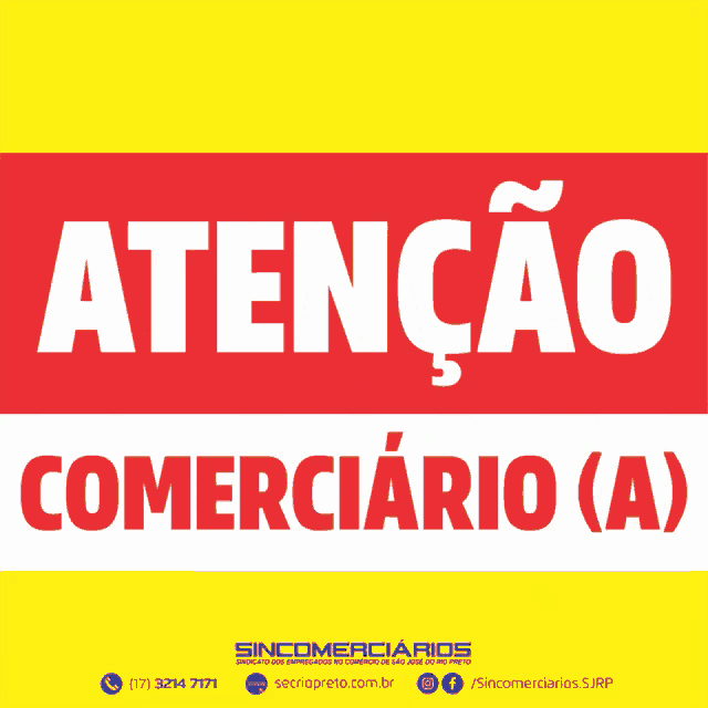 a sign that says trabalho aos domingos e feriados on a yellow background